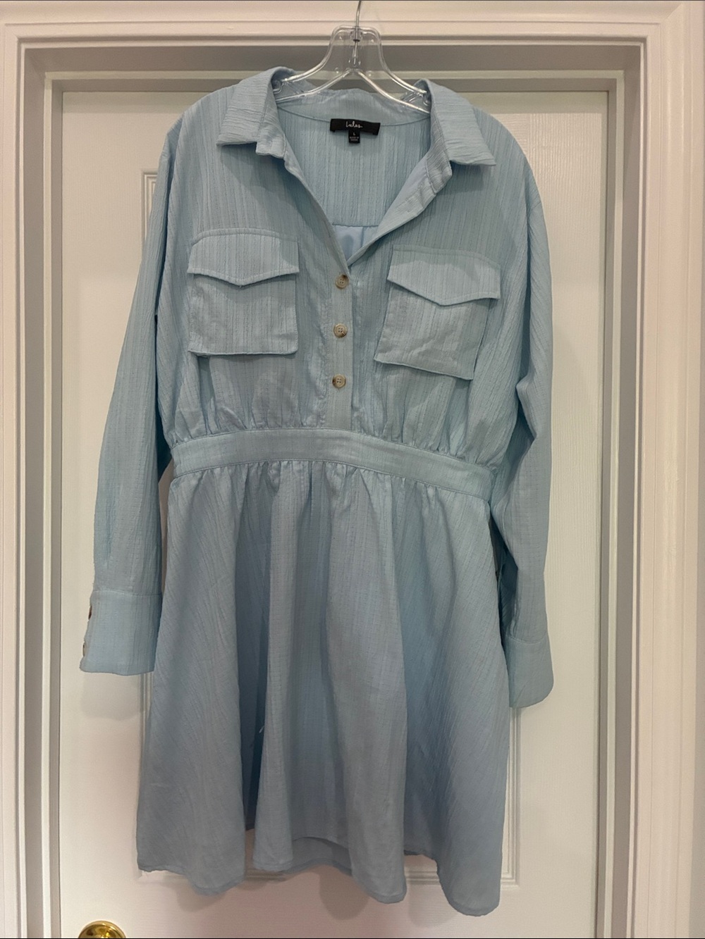 Lulu's Light Blue Button-Front Shirt Dress